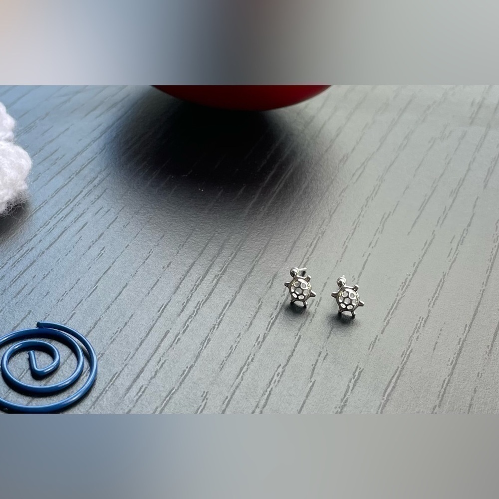 Sterling Silver Turtle Stud Earrings